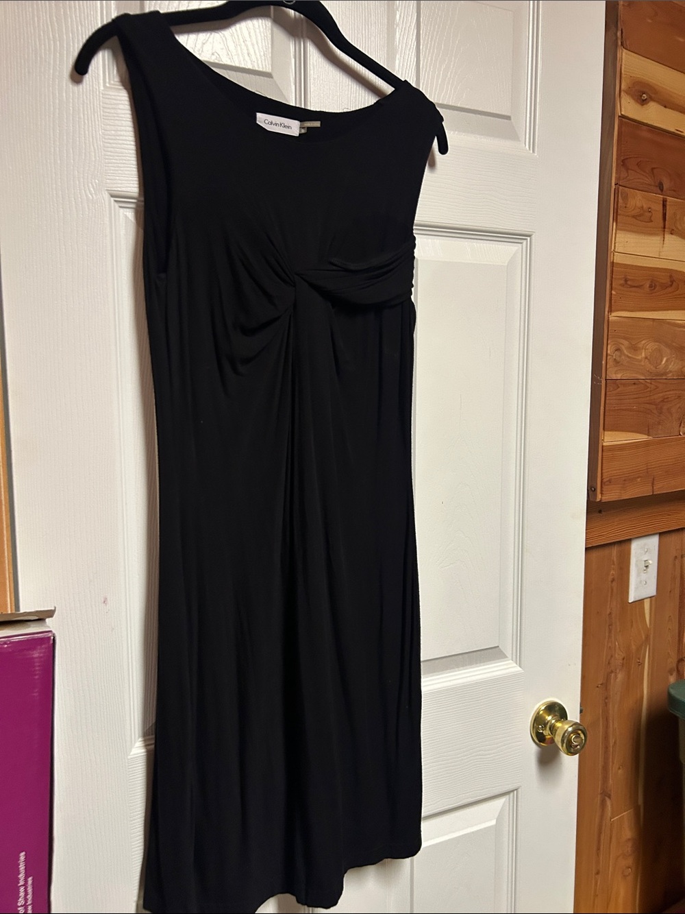 Calvin Klein Black One-Shoulder Knot Dress